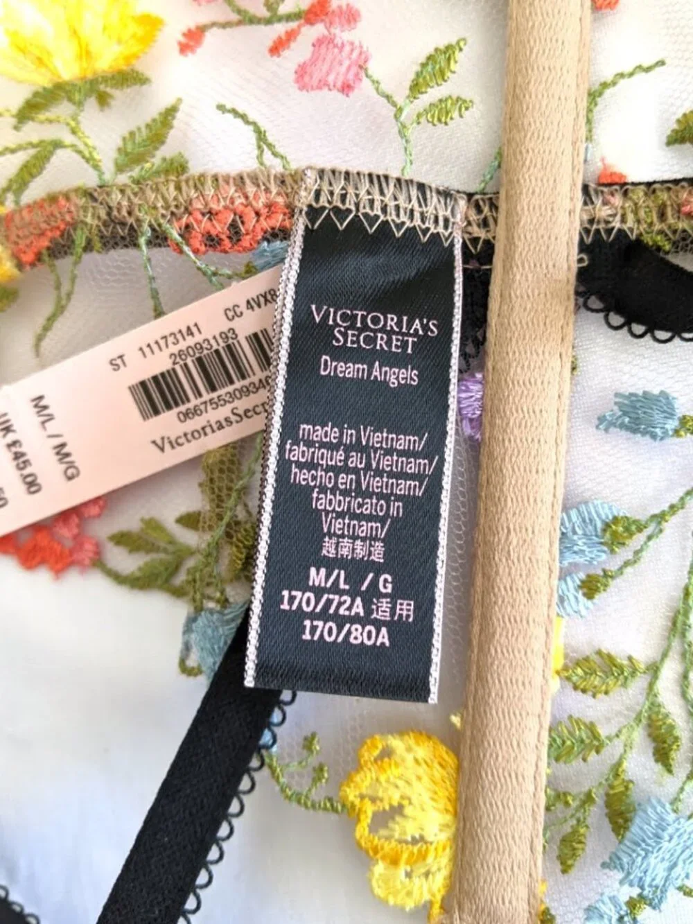 Victoria's Secret Dream Angels Garter Belt Floral Embroidered Lace Size M/L